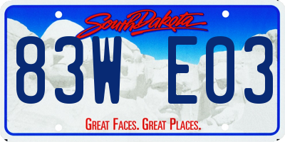 SD license plate 83WE03
