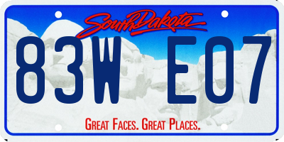 SD license plate 83WE07