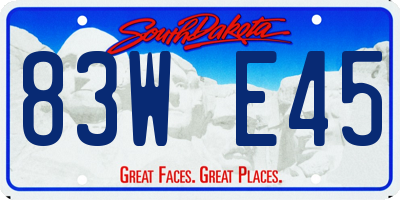 SD license plate 83WE45