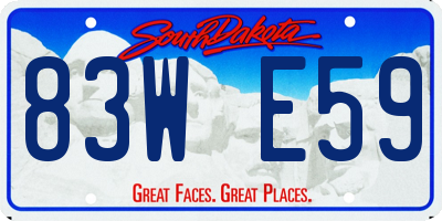 SD license plate 83WE59