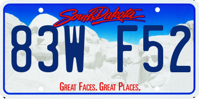 SD license plate 83WF52