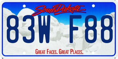 SD license plate 83WF88