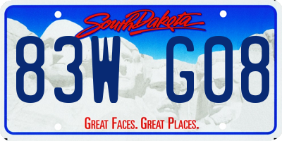 SD license plate 83WG08