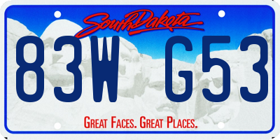 SD license plate 83WG53