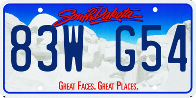 SD license plate 83WG54