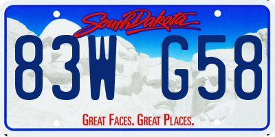 SD license plate 83WG58