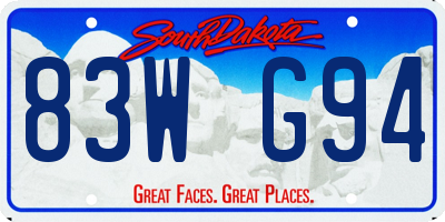 SD license plate 83WG94