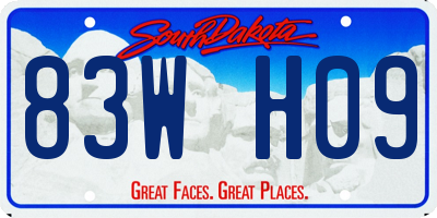 SD license plate 83WH09
