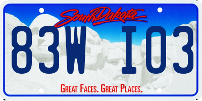 SD license plate 83WI03