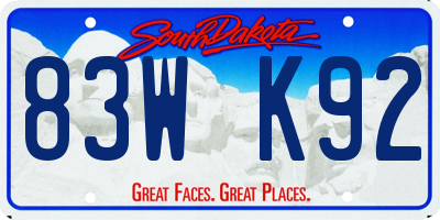 SD license plate 83WK92