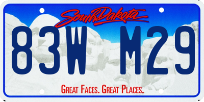 SD license plate 83WM29