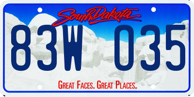 SD license plate 83WO35