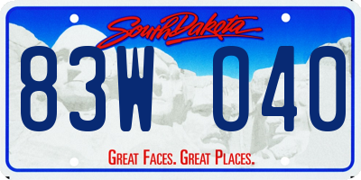 SD license plate 83WO40