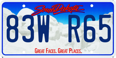 SD license plate 83WR65