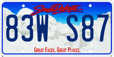 SD license plate 83WS87