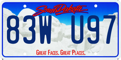 SD license plate 83WU97