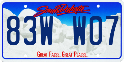 SD license plate 83WW07
