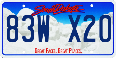 SD license plate 83WX20