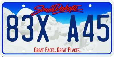 SD license plate 83XA45