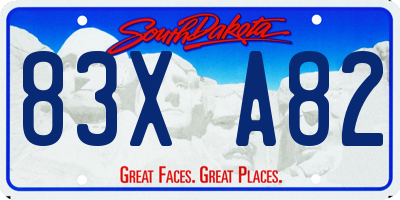 SD license plate 83XA82
