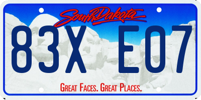 SD license plate 83XE07