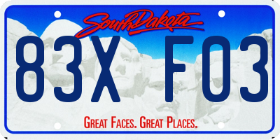 SD license plate 83XF03