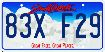 SD license plate 83XF29