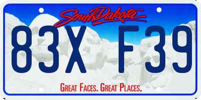 SD license plate 83XF39