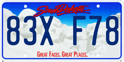 SD license plate 83XF78