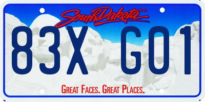 SD license plate 83XG01