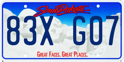 SD license plate 83XG07