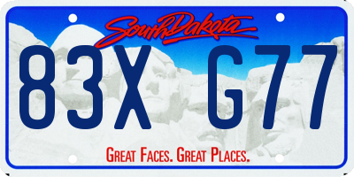 SD license plate 83XG77