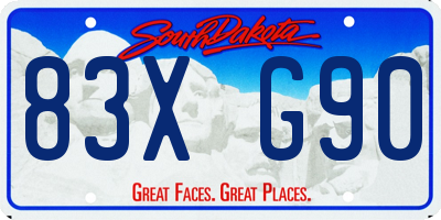 SD license plate 83XG90