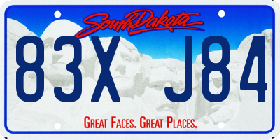 SD license plate 83XJ84