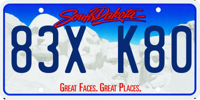 SD license plate 83XK80
