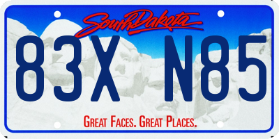 SD license plate 83XN85
