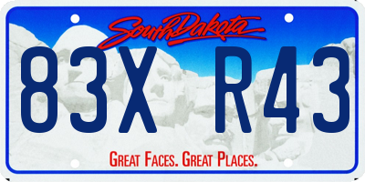 SD license plate 83XR43