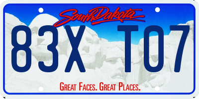SD license plate 83XT07