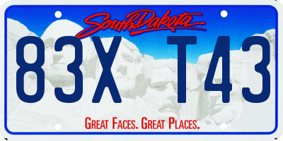 SD license plate 83XT43