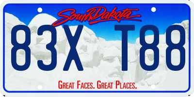 SD license plate 83XT88