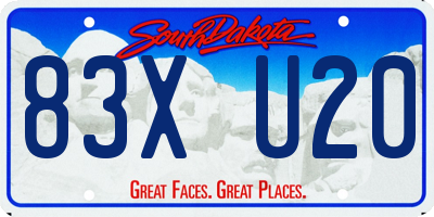 SD license plate 83XU20