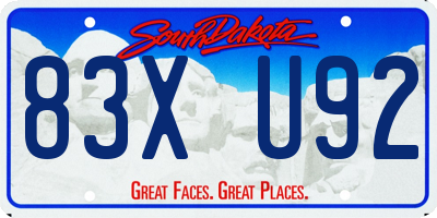 SD license plate 83XU92