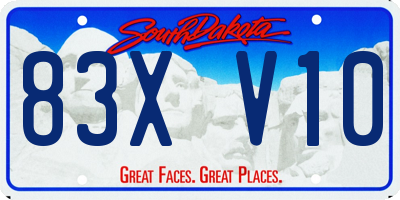 SD license plate 83XV10
