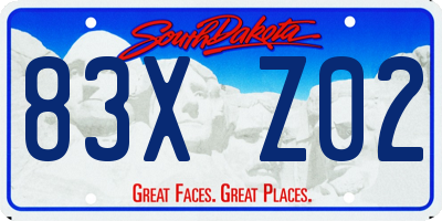 SD license plate 83XZ02