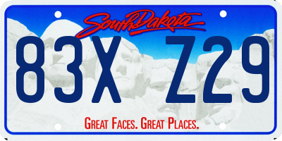 SD license plate 83XZ29