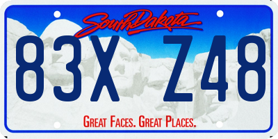 SD license plate 83XZ48