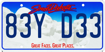 SD license plate 83YD33