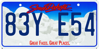 SD license plate 83YE54