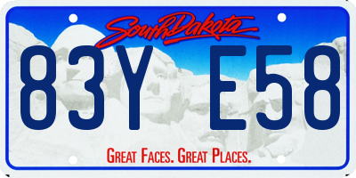 SD license plate 83YE58