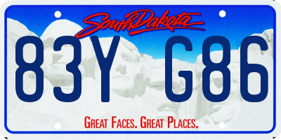 SD license plate 83YG86